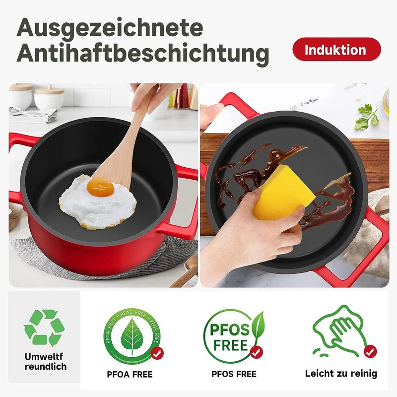 HOMELUX Induktions-Kochtopf aus Aluguss (12/20/24/28cm) mit langlebiger Antihaftbeschichtung