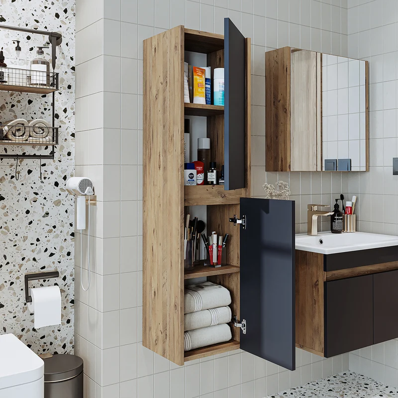 Roomart Badezimmer Hochschrank, 35 cm, hängend mit 4 Fächern, in 5 Farben