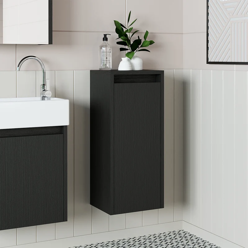 Roomart 4-teiliges Badmöbel-Set MINI, 50 cm, mit Keramikbecken, Spiegel- und Seitenschrank, in 5 Farben