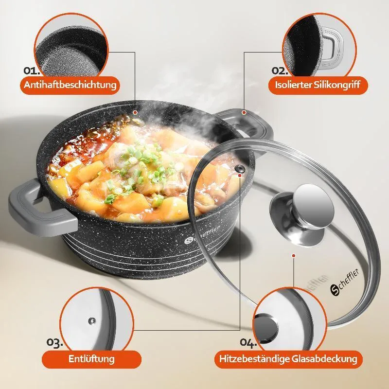 Scheffler Suppentopf Kochtopf 20cm - 44cm Suppentöpfe Bratentopf Topf Induktions