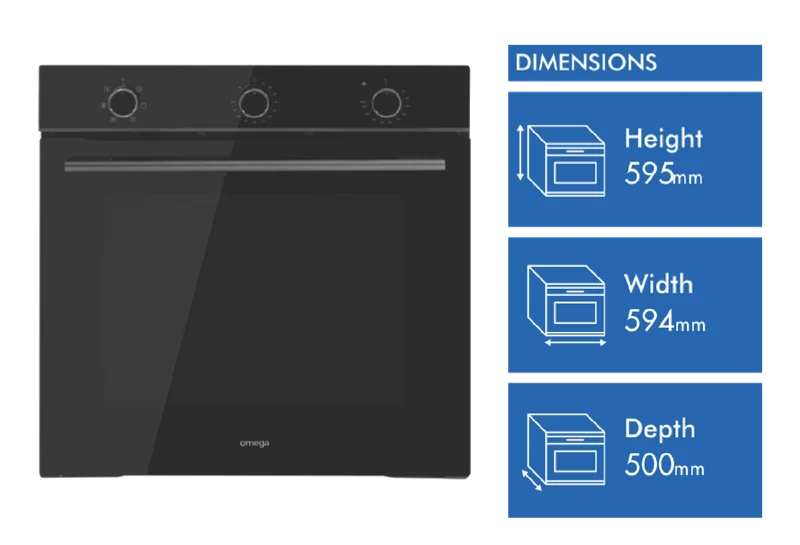Omega 60cm 6 Function Electric Oven, Midnight
