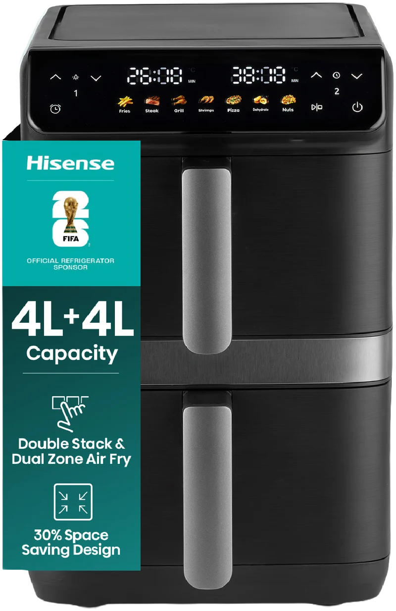 Hisense 8 Litre DoubleStack Air Fryer Black