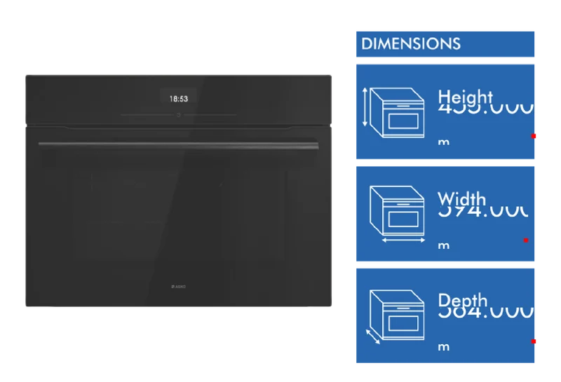 ASKO Essence 45cm Combi Microwave Oven, Black Glass