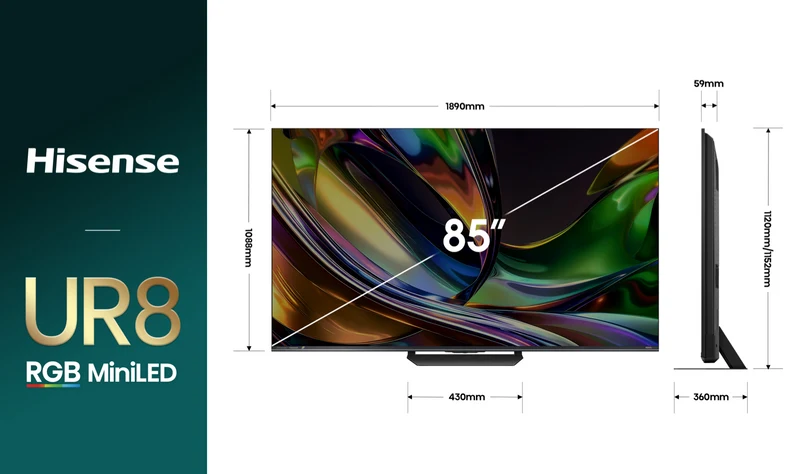 Hisense 85'' UR8SAU 4K RGB MiniLED 180Hz Smart AI TV 2026