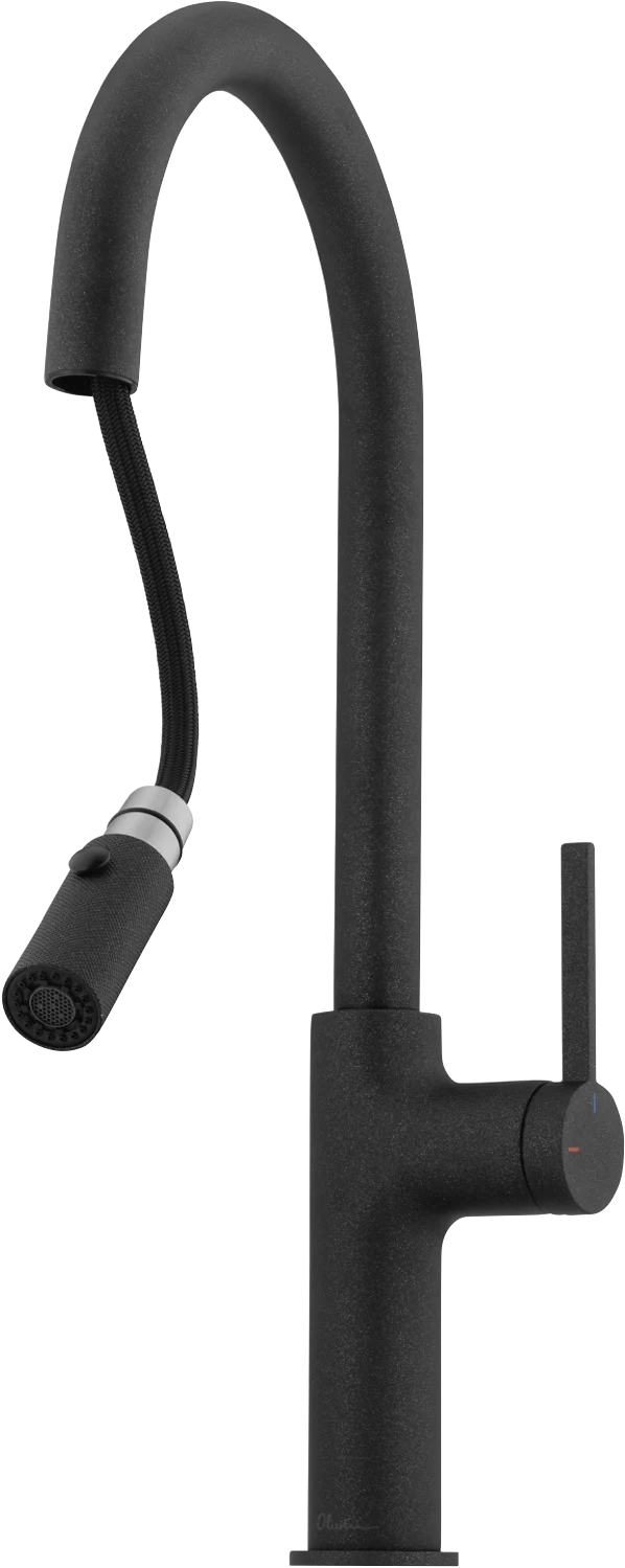 Oliveri Vilo Goose Neck Pull Out Spray Mixer, Black Granite