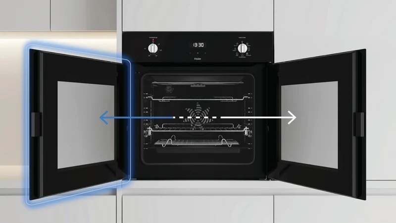 Haier 60cm Built In Oven 7 Function Side Opening Door Black