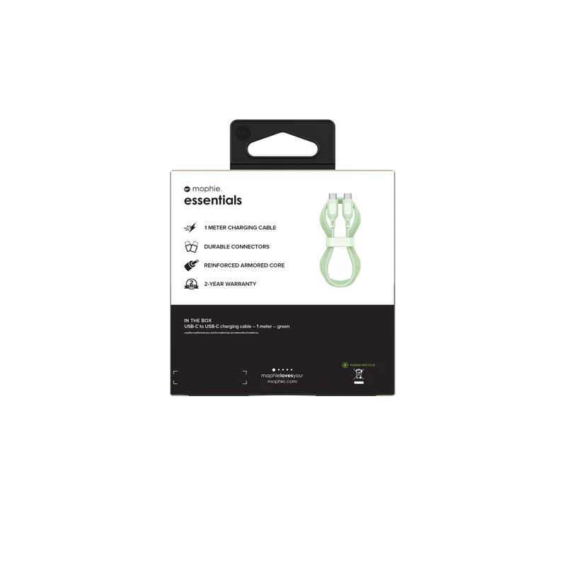 Mophie Essential USB-C-C Cable (60W) Braided 1M Green