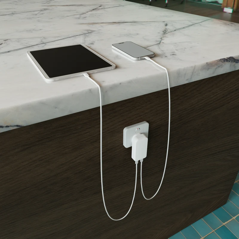 Cygnett ChargePlus Dual USB-C Slim Wall Charger 45W AU - White