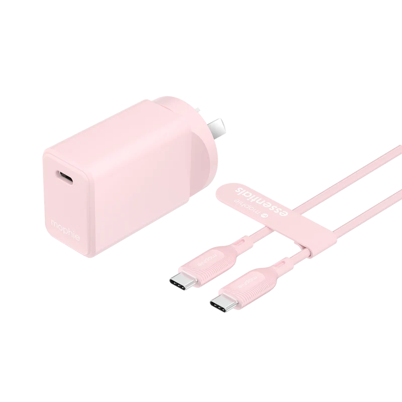 Mophie Essential 30W USB-C Wall Charger & C-C Cable Pink