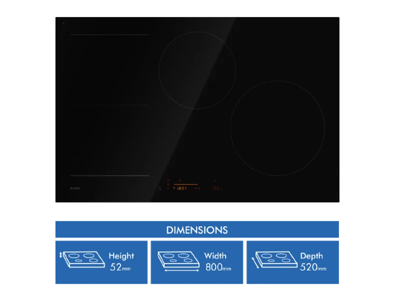 ASKO Series 5, 80cm 4 Zone Induction Cooktop, Black