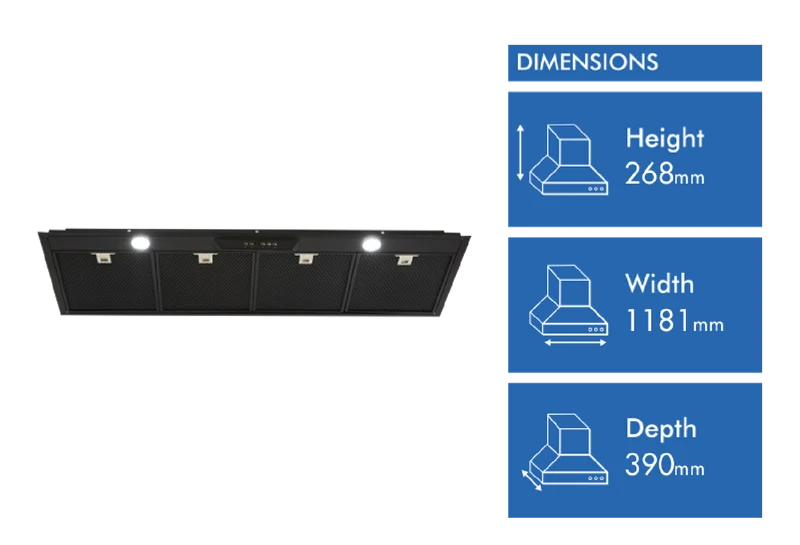 Schweigen 120cm Silent Undermount Rangehood Inline Motor, Black ** 2 BOXES **