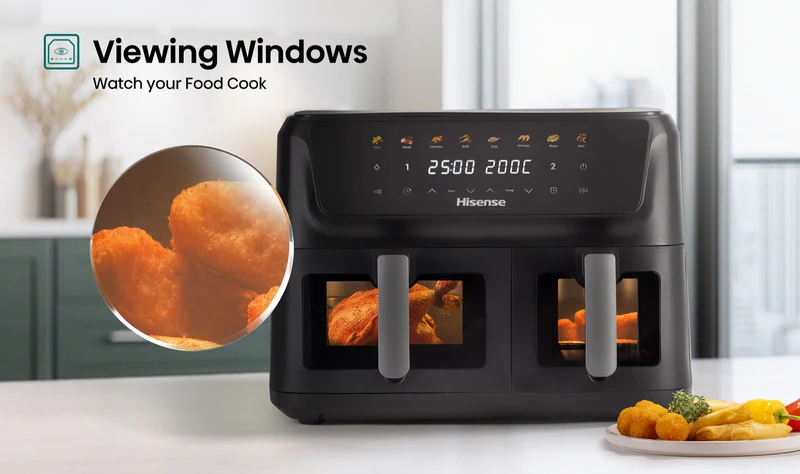 Hisense 11 Litre Dual Basket Air Fryer With Window And Colour display
