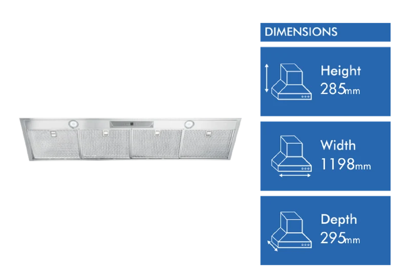 Schweigen 120cm Silent Undermount Rangehood with Inline Motor, Stainless Steel ** 2 BOXES **