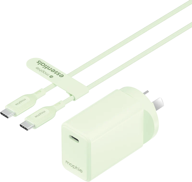 Mophie Essential 30W USB-C Wall Charger & C-C Cable Green