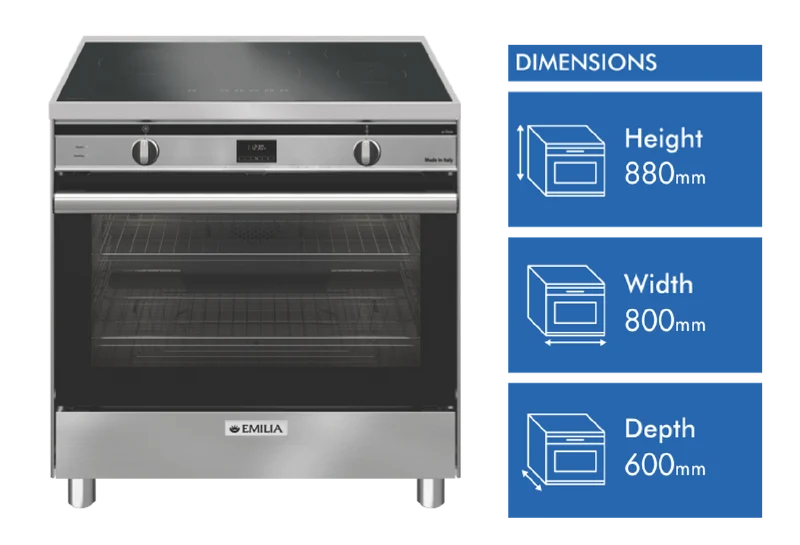 Emilia 80cm Induction Freestanding Cooker - Stainless Steel