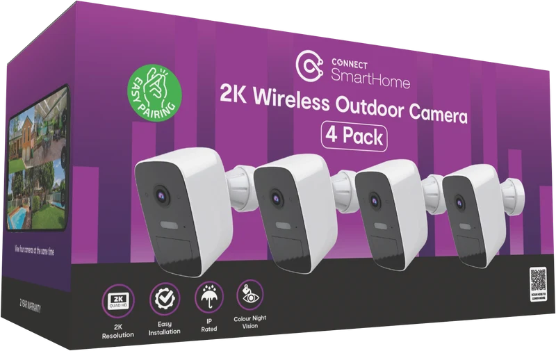 Connect SmartHome 2K Outdoor Camera 4 Pack