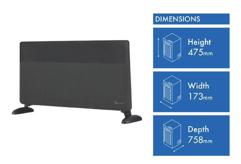 Ausclimate 2000W EcoSmart Pro Large Panel Heater - Charcoal Black