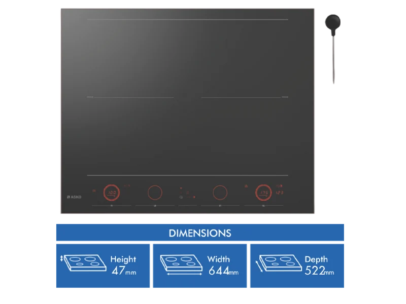 ASKO 64cm 4 Zone Celsius Induction Cooktop - Black