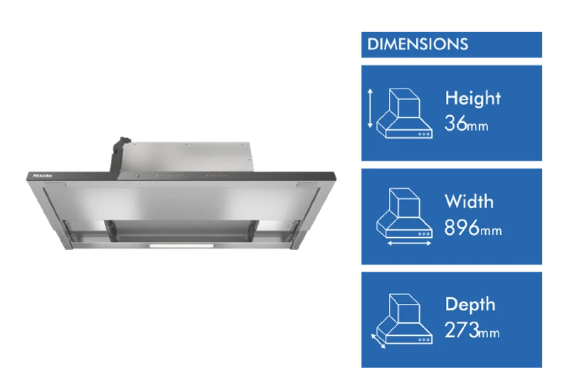 Miele 90cm Slimline Rangehood with Wi-Fi Connectivity, Stainless Steel/Obsidian Black