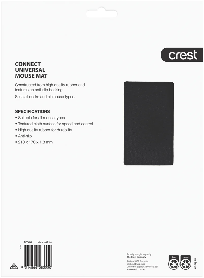 Crest Desk Mouse Mat (Black)
