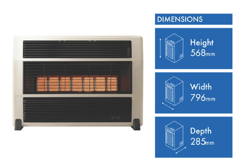 Omega Altise Brigadier 25MJ NG Radiant Convector Heater - Sand Dune