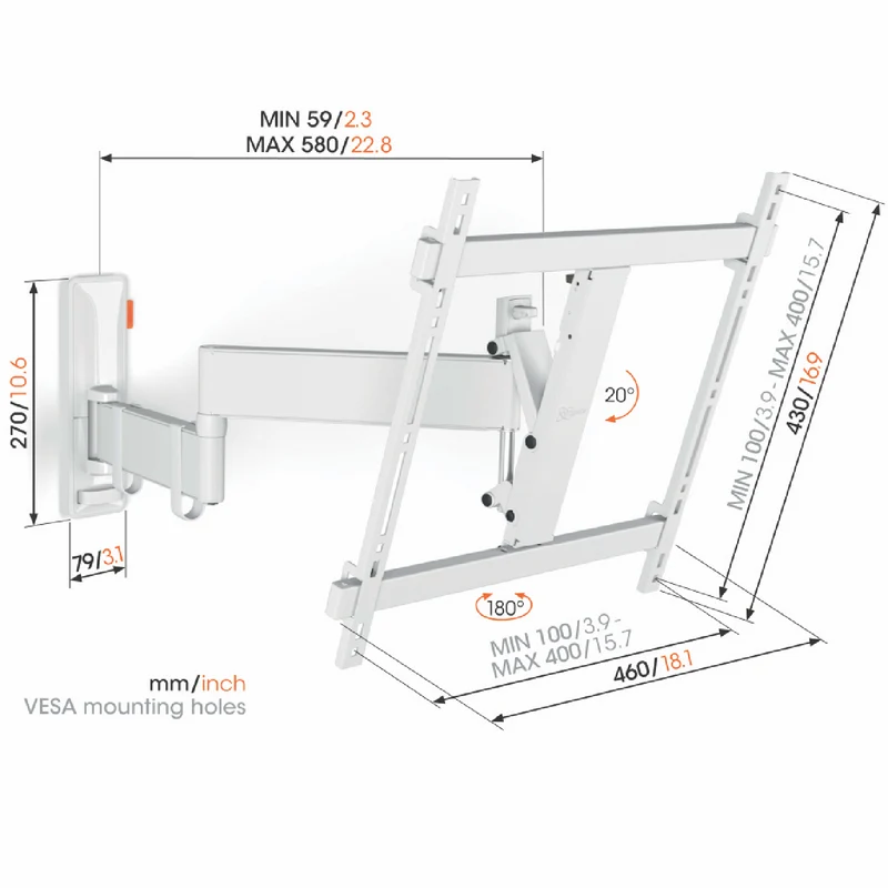 Vogels Full Motion+ TV Wall Mount White 32-65"