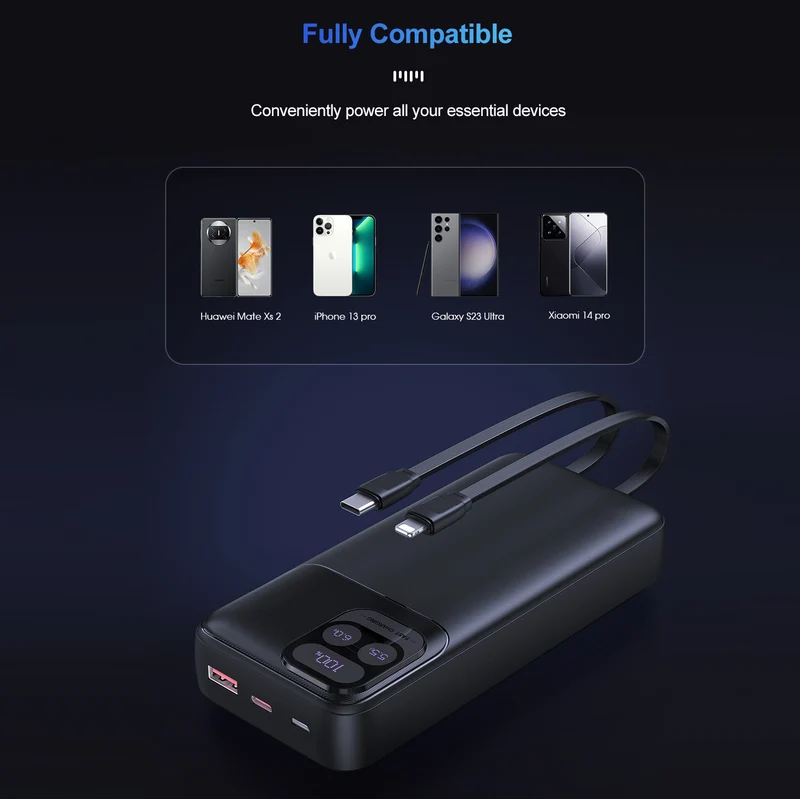 Powerbank mit Dual-Ladekabel und Schnellladefunktion Skanto