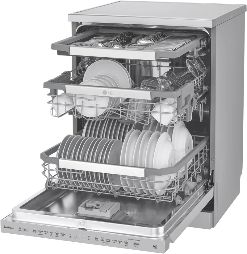 LG 60cm 15 Place QuadWash Freestanding Dishwasher, Stainless Steel