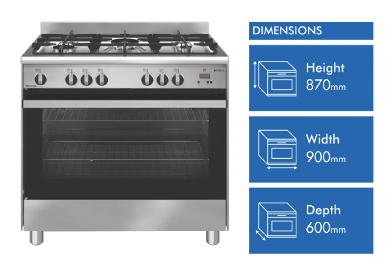 Emilia 90cm Stainless Steel Gas Upright Cooker