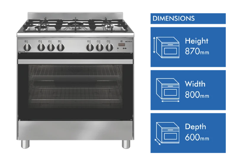 Emilia 80cm Gas Freestanding Cooker, Stainless Steel