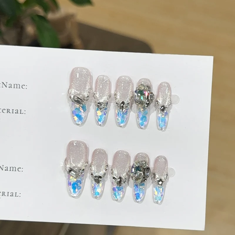 Künstlerisches Edelstein-beschmücktes Press-On-Nagelset 1790730615