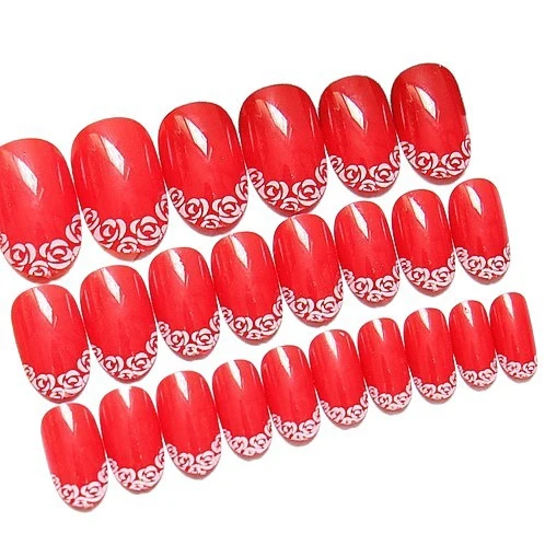 Floral Accent Press-On Nail Set
