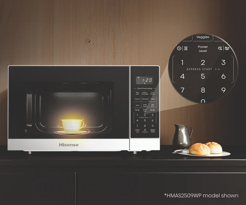 Hisense 25L 900W Countertop Microwave Pearl White