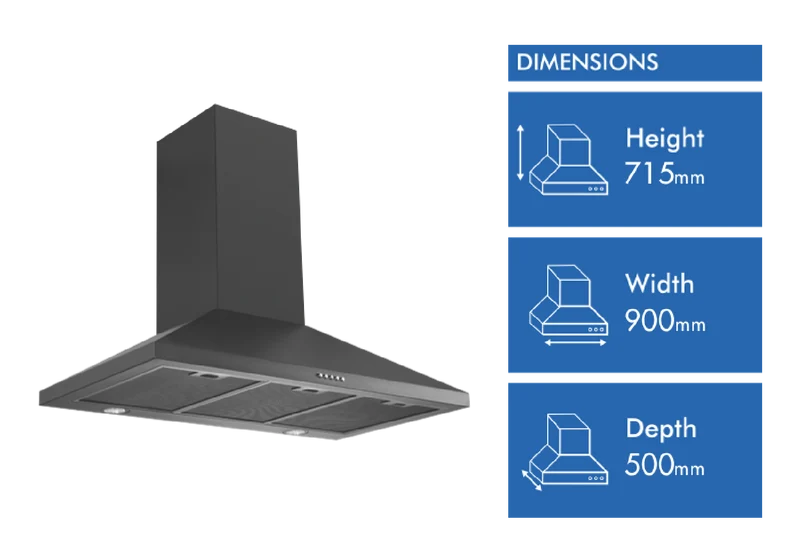 Schweigen 90cm Non-Silent Wall-mount Rangehood, Black