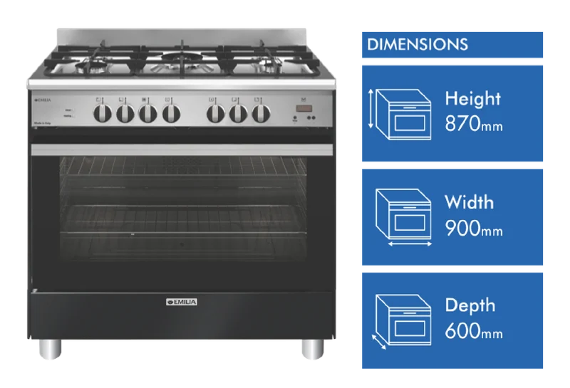 Emilia 90cm Dual Fuel Cooker - Matt Black