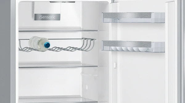 iQ500, Freistehende Kühl-Gefrier-Kombination mit Gefrierbereich unten, 186 x 60 cm, Metall-Optik KG36EALCA
