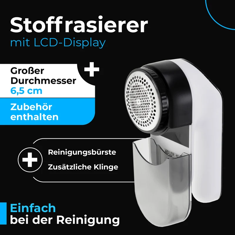 Adler AD 9618 Fusselentferner LED-Anzeige Akku USB-Kabel