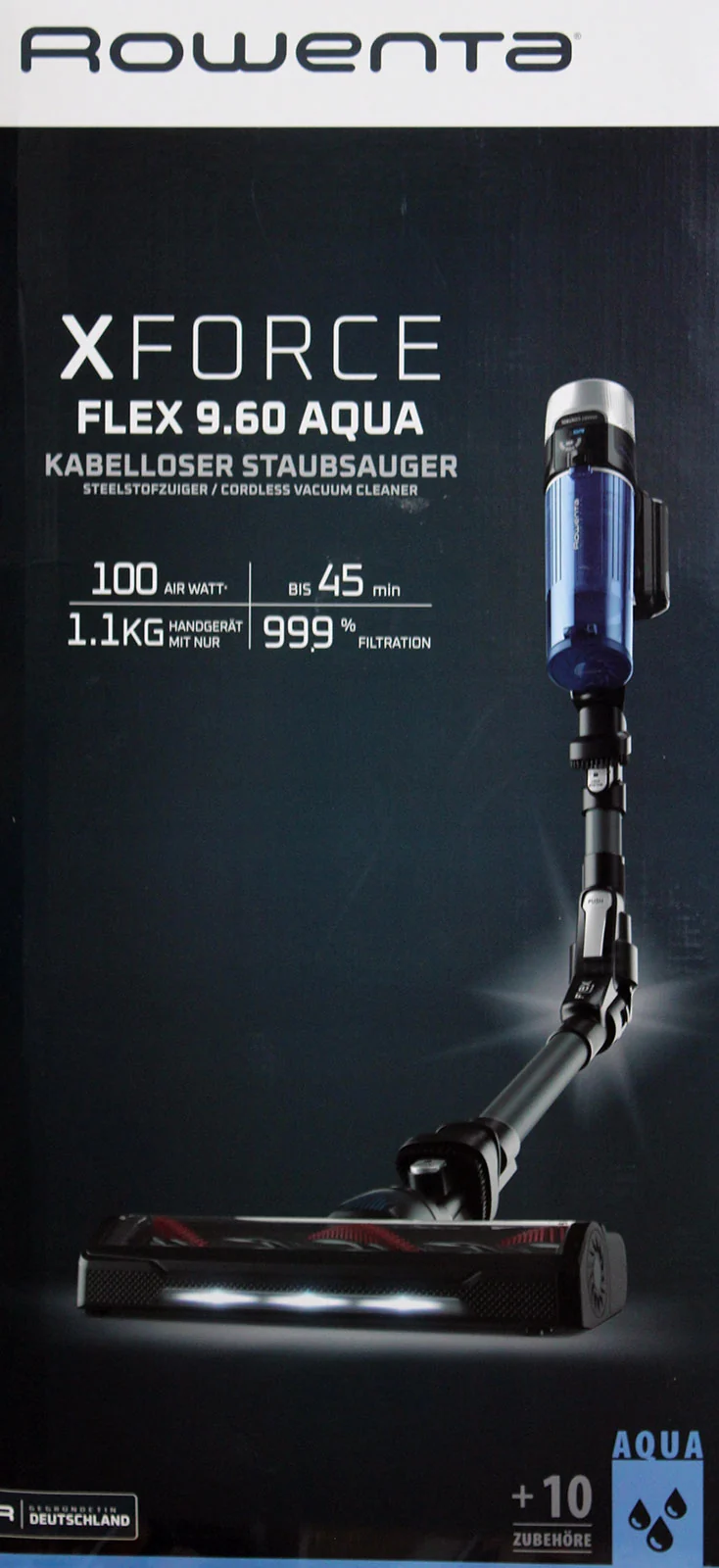 Rowenta RH20C7WO X-Force Flex 9.60 Trocken&Nass Staubsauger Beutellos, Silber, Blau