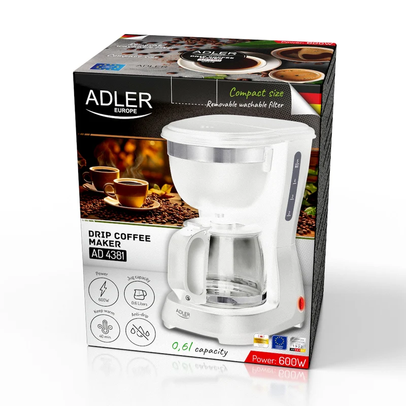 Adler AD 4381w Filter-Kaffeemaschine 0,6L weiß