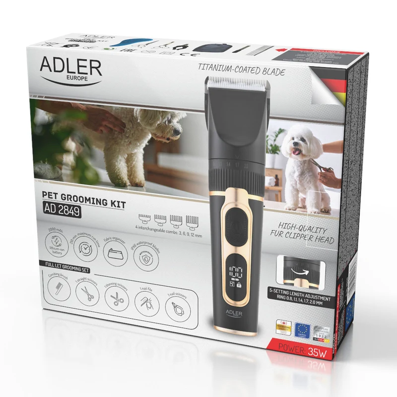 Adler AD 2849 Profess. Haustierpflege-Set mit Akku Tierhaarschneider