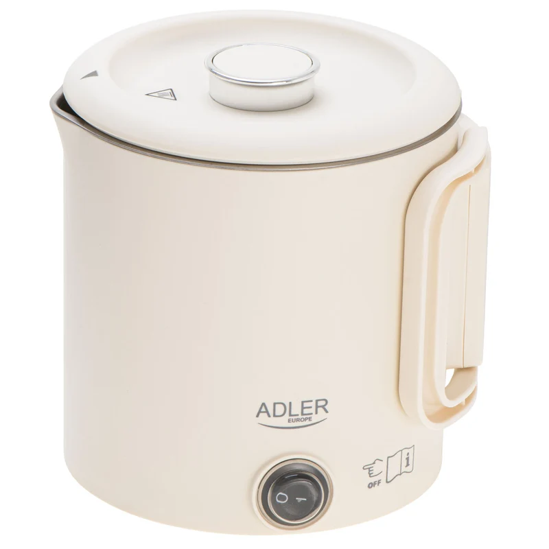 Adler AD 1388b Reise-Wasserkocher beige 0,8L 650W klappb. Griff verstaubarer Sockel