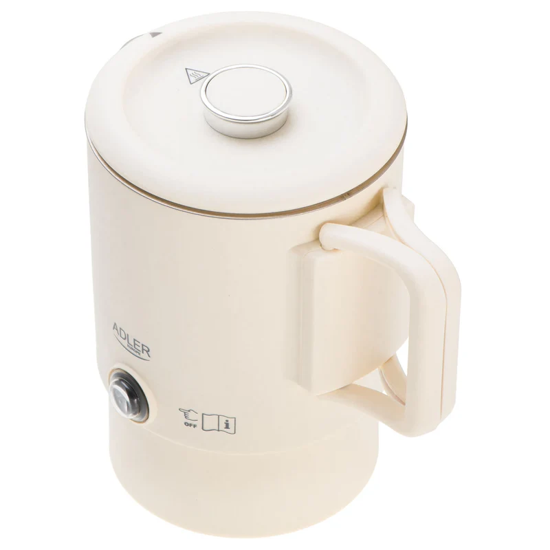 Adler AD 1388b Reise-Wasserkocher beige 0,8L 650W klappb. Griff verstaubarer Sockel