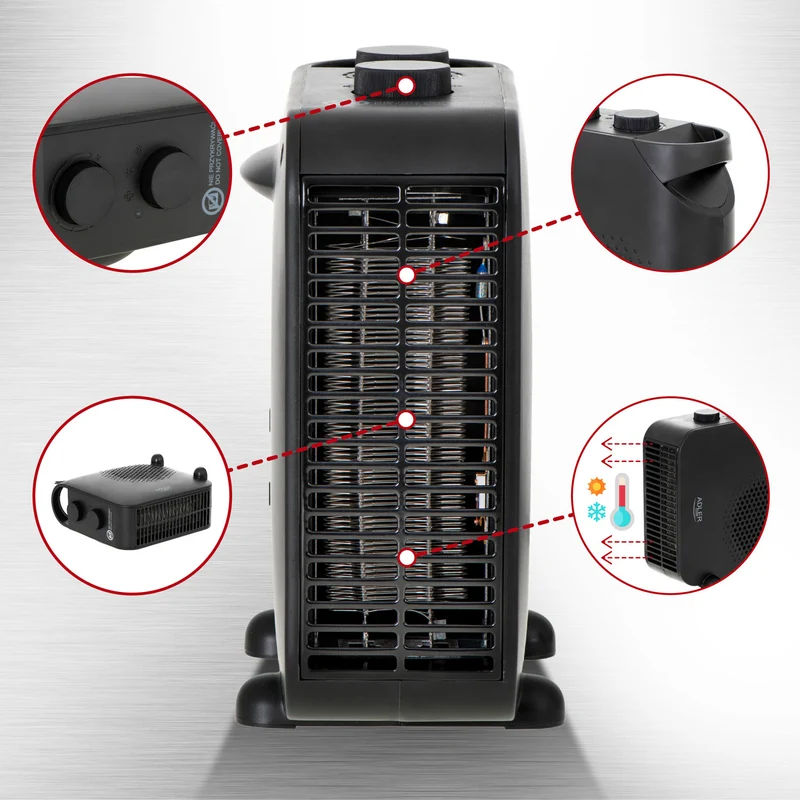 Adler Heizlüfter schwarz 1000W/2000W AD 7725b