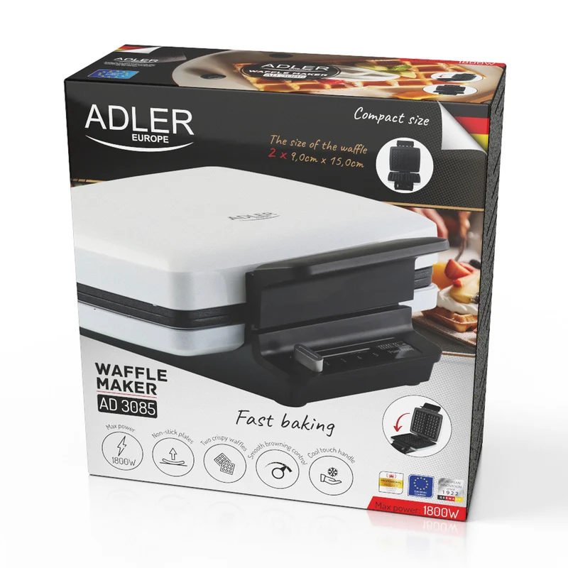 Adler AD 3085 Waffeleisen weiß 1800W