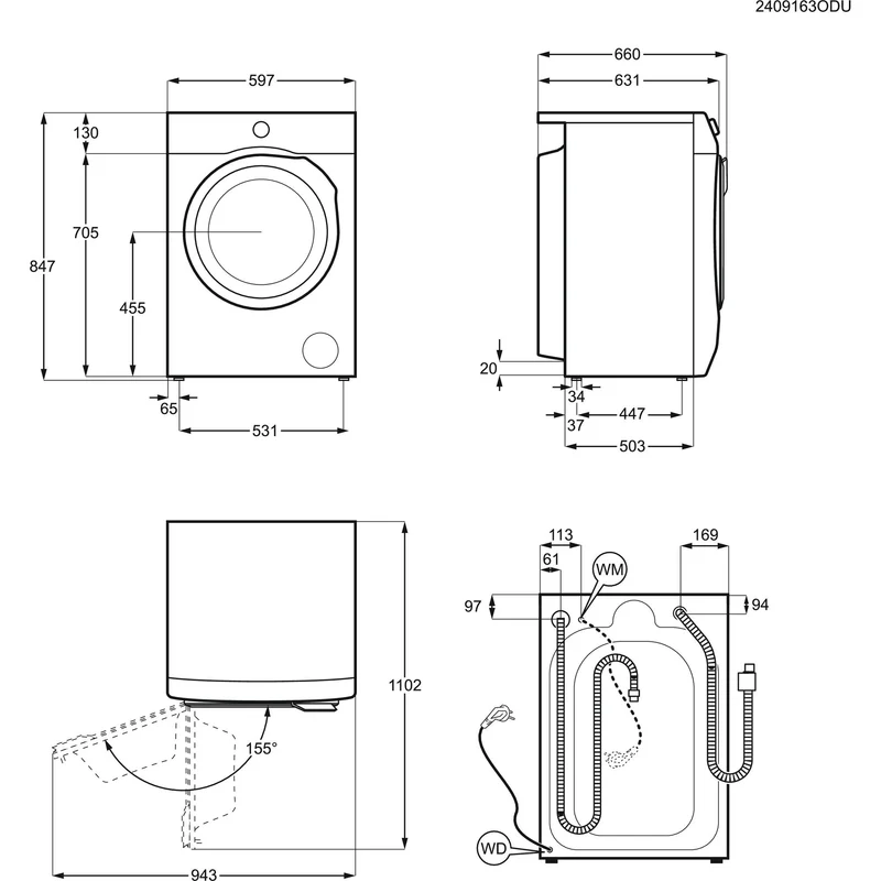 AEG LR7E75499 Waschmaschine / Serie 7000 ProSteam® / UniversalDose Schublade / 9,0 kg / Leise / Mengenautomatik / Nachlegefunktion / Wasserstopp / 1400 U/min