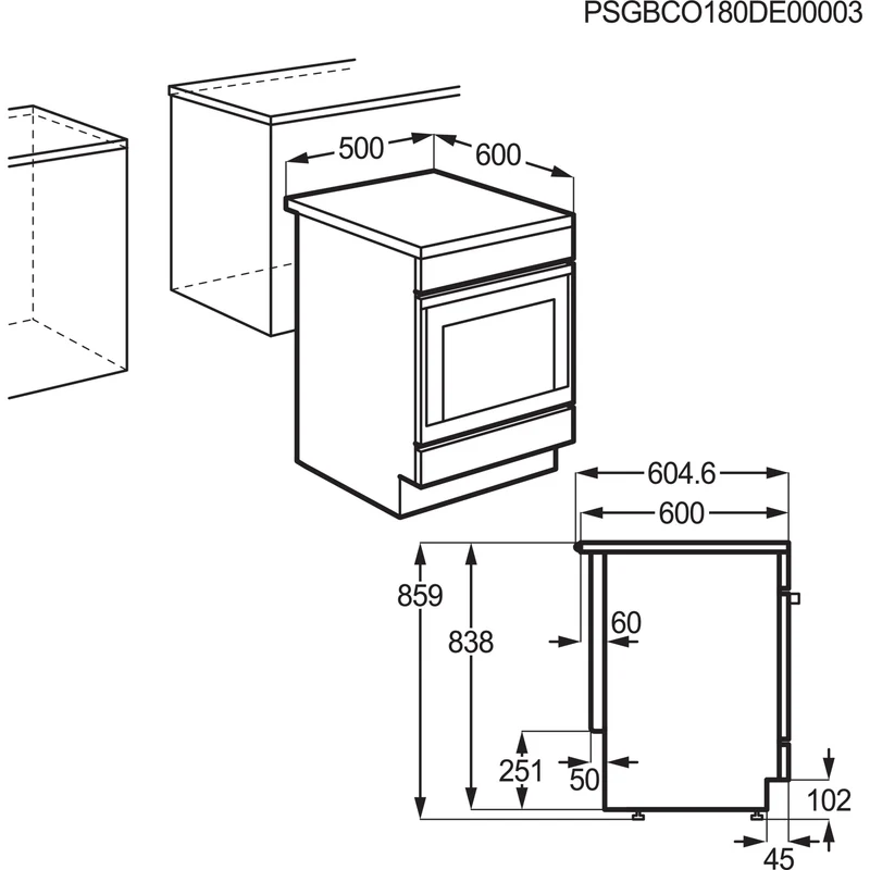 CCB544BGBM Standherd mit Glaskeramik-Kochfeld / 50cm