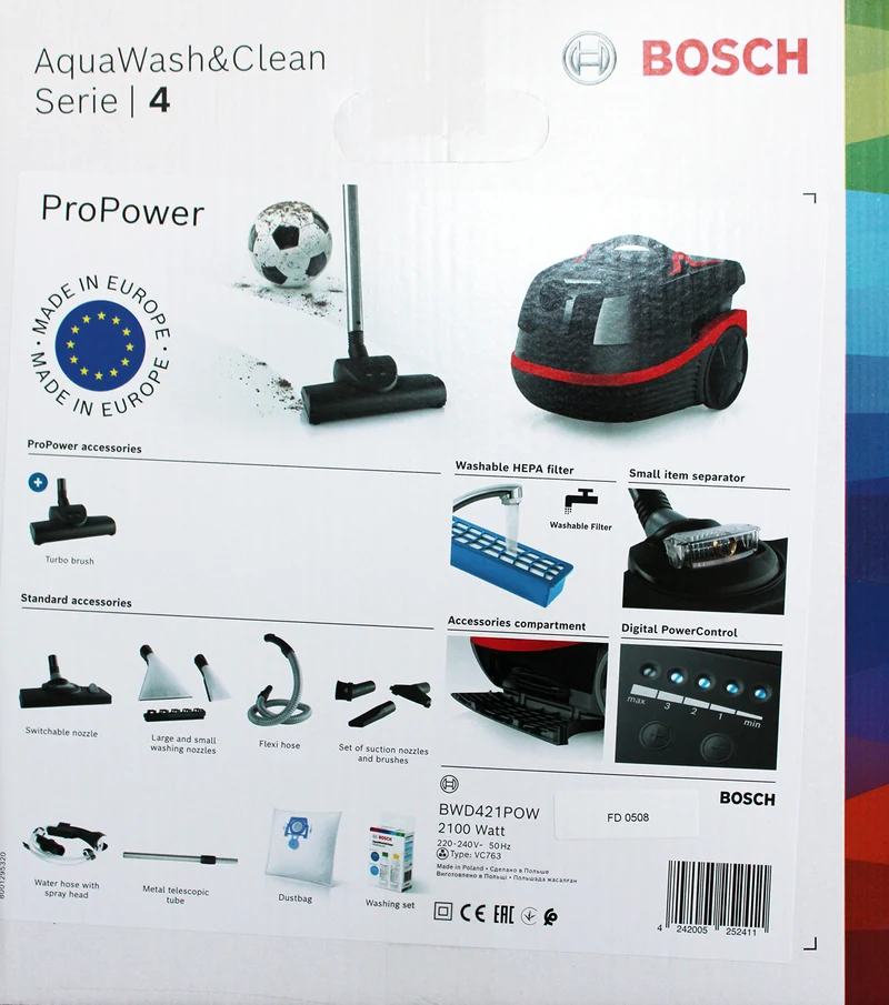Bosch BWD421POW AquaWash&Clean Nass-/Trocken-Sauger mit Kabel 5L SCHWARZ/ROT