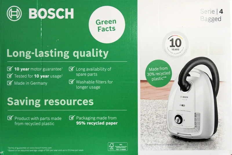 Bosch BGL38WH2 Serie4 Beutelstaubsauger mit Kabel 4L 600W weiß