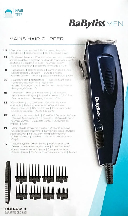 BaByliss E695E Haarschneider mit Netzbetrieb blau