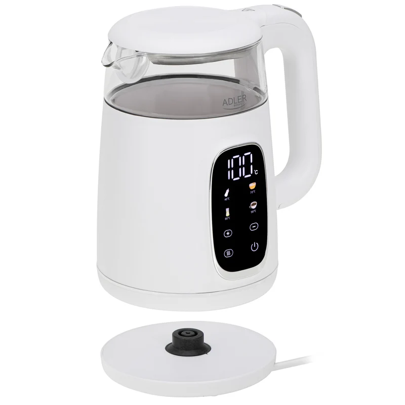 Adler AD 1305ws Wasserkocher 1,7L mit Temperatureinstellung weiß / silber